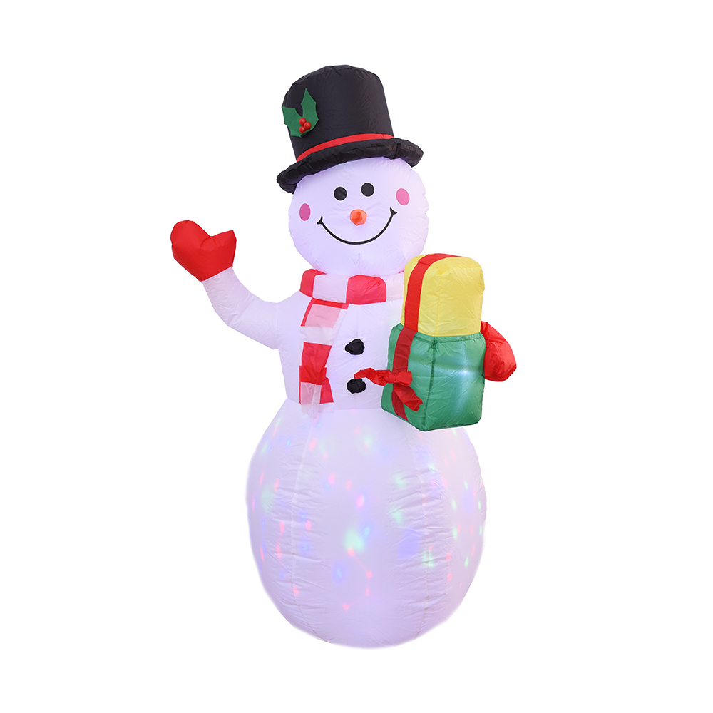 Boneco de neve inflável de Natal de 150 cm com presentes ao ar livre (luzes led de rotação coloridas)