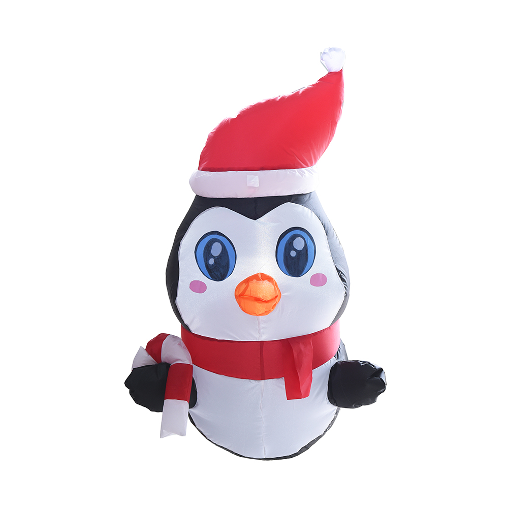 Pinguim inflável de decoração de Natal de 90 cm ao ar livre inclinado para fora da janela (led embutido)