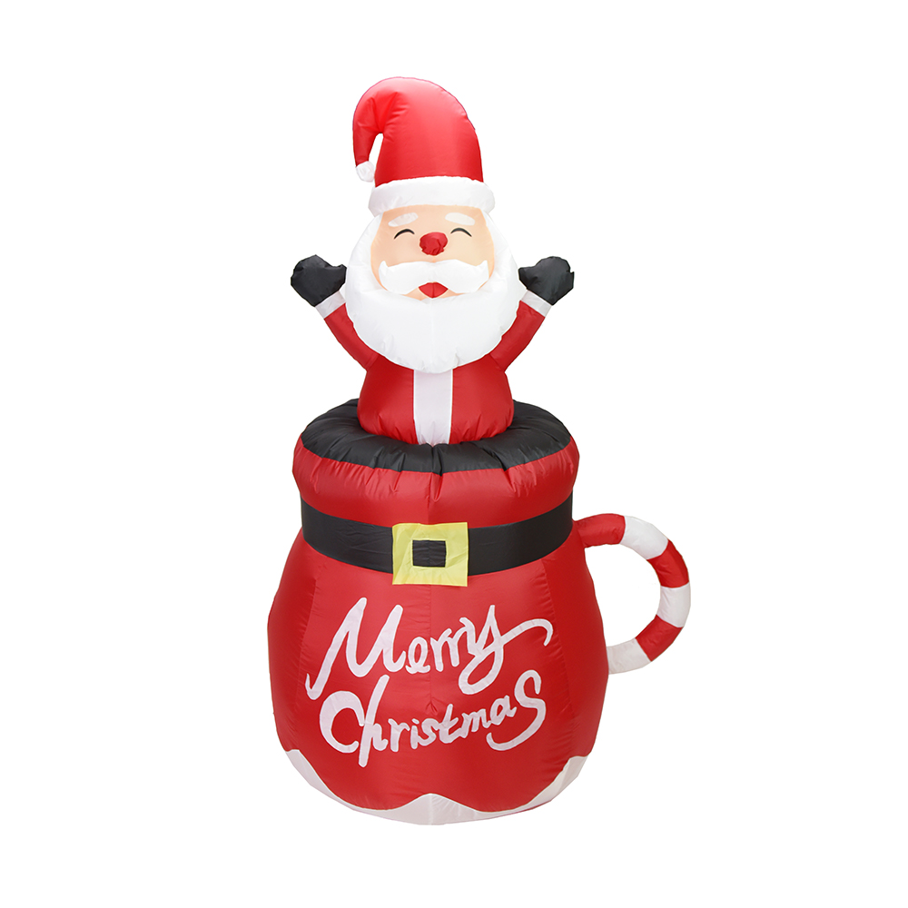 Papai Noel inflável de Natal de 180 cm em caneca decoração externa (led embutido)