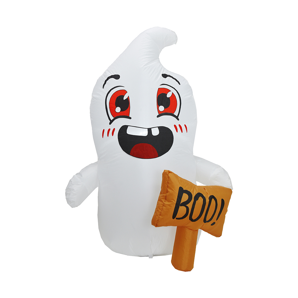 120 cm Halloween inflável fantasma branco segurar sinal de boo inflável (led embutido)